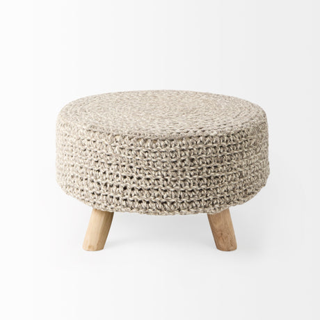 Bina Light Gray 4 Legged Wool Stool by Mercana at Eve Furniture
