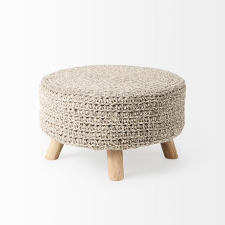 Bina Light Gray 4 Legged Wool Stool by Mercana at Eve Furniture