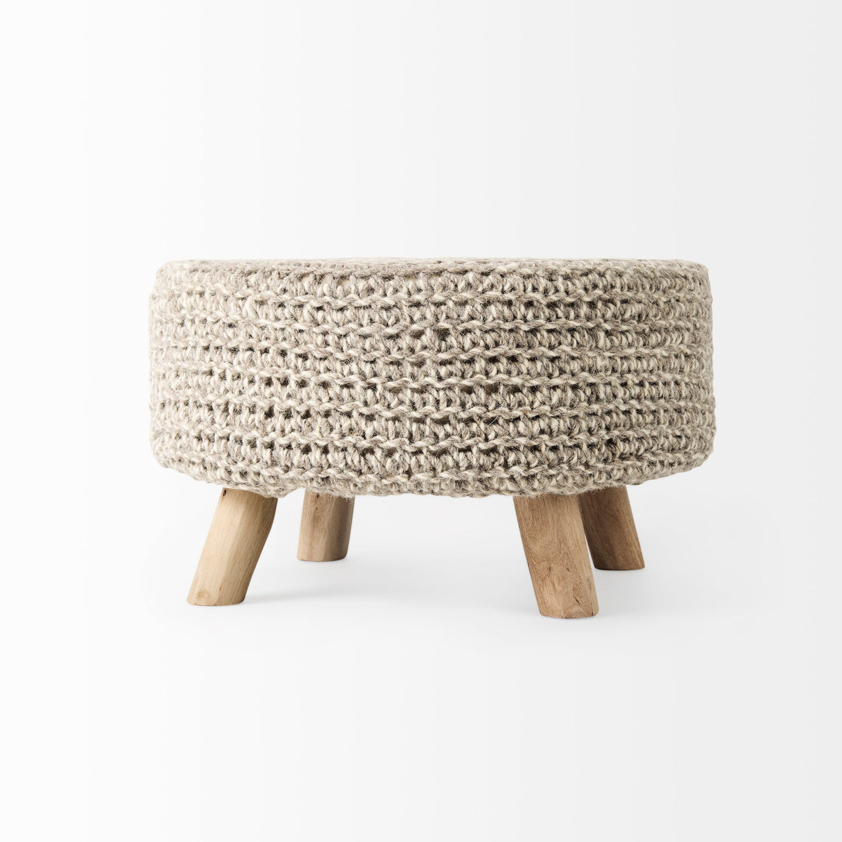 Bina Light Gray 4 Legged Wool Stool by Mercana at Eve Furniture