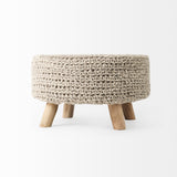 Bina Light Gray 4 Legged Wool Stool by Mercana at Eve Furniture