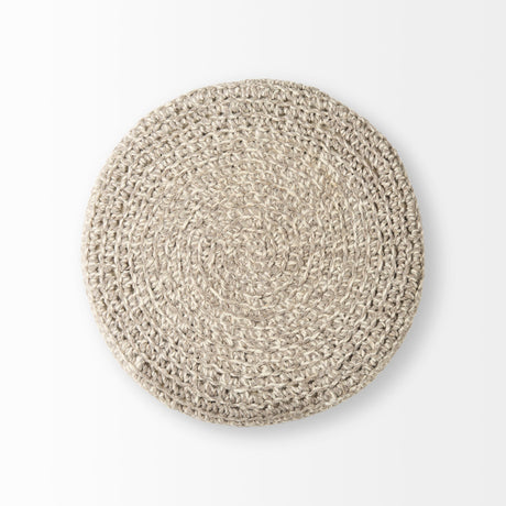 Bina Light Gray 4 Legged Wool Stool by Mercana at Eve Furniture