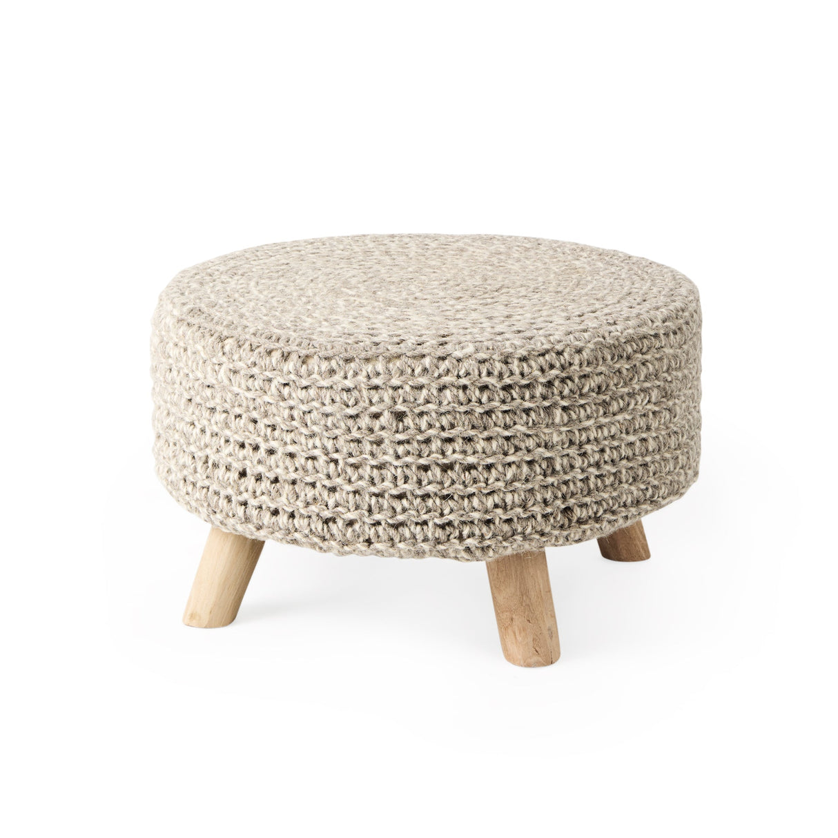 Bina Light Gray 4 Legged Wool Stool by Mercana at Eve Furniture