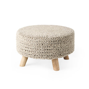 Bina Light Gray 4 Legged Wool Stool by Mercana at Eve Furniture