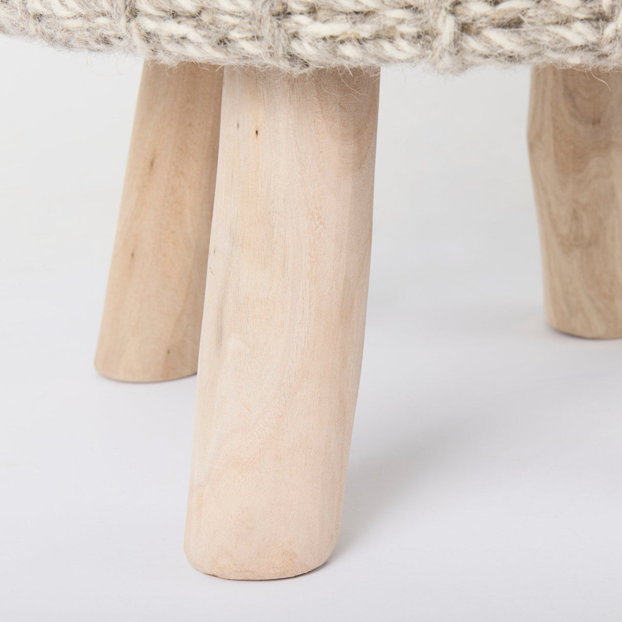 Bina Taupe 4 Legged Wool Stool by Mercana at Eve Furniture