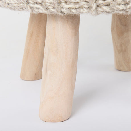 Bina Taupe 4 Legged Wool Stool by Mercana at Eve Furniture