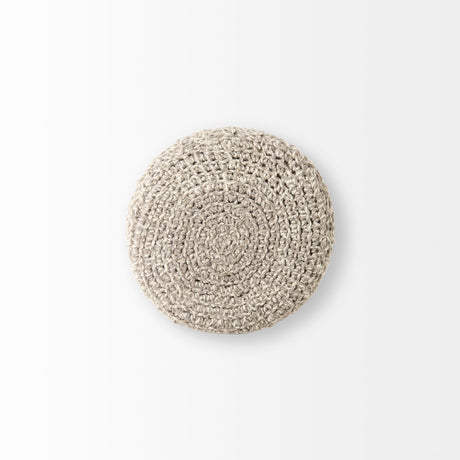 Bina Taupe 4 Legged Wool Stool by Mercana at Eve Furniture