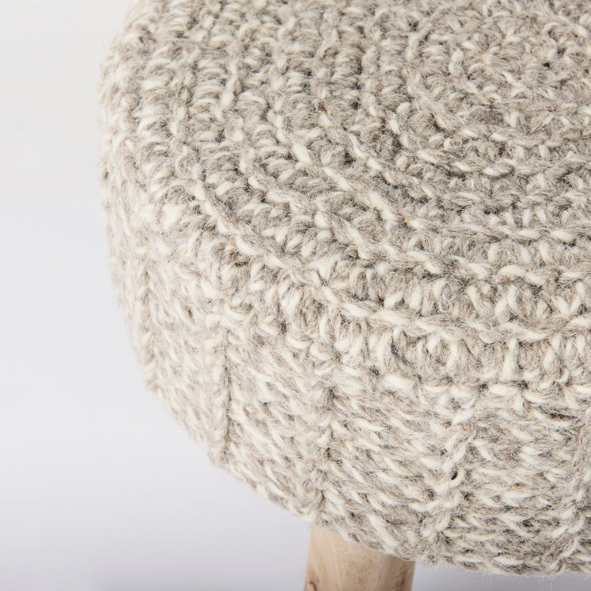 Bina Taupe 4 Legged Wool Stool by Mercana at Eve Furniture
