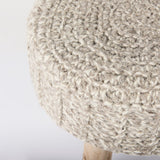 Bina Taupe 4 Legged Wool Stool by Mercana at Eve Furniture