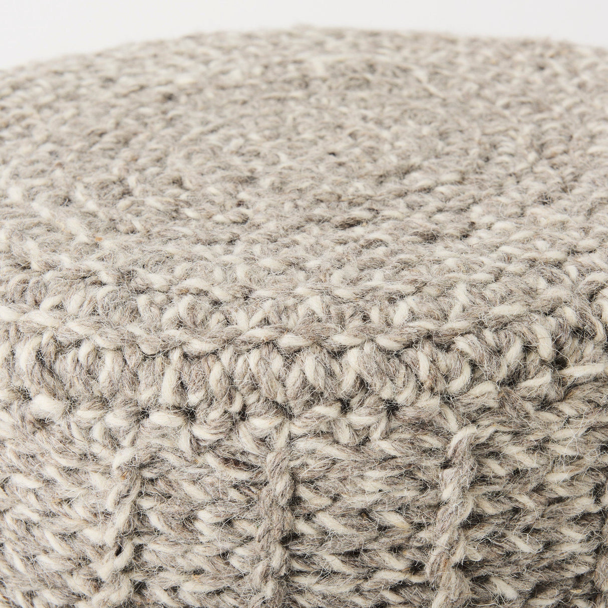Bina Taupe 4 Legged Wool Stool by Mercana at Eve Furniture