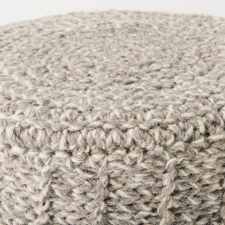 Bina Taupe 4 Legged Wool Stool by Mercana at Eve Furniture
