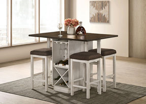 Bingham Dark Walnut/Antique White 5-Piece Counter Height Table Set by Furniture of America at Eve Furniture