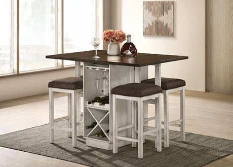 Bingham Dark Walnut/Antique White 5-Piece Counter Height Table Set by Furniture of America at Eve Furniture