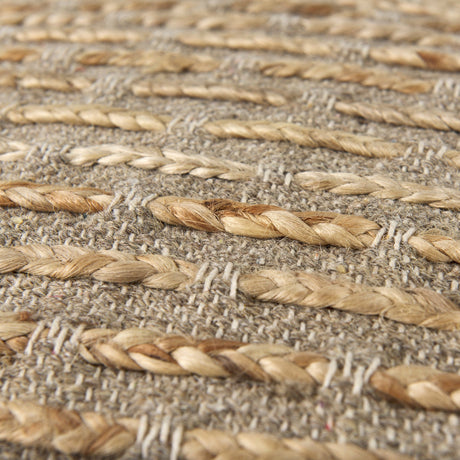 Binita Gray/Brown Hemp Wool and Cotton Pouf by Mercana at Eve Furniture