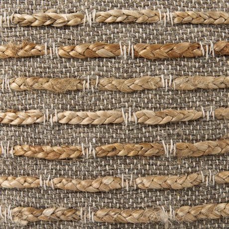 Binita Gray/Brown Hemp Wool and Cotton Pouf by Mercana at Eve Furniture