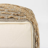 Binita Gray/Brown Hemp Wool and Cotton Pouf by Mercana at Eve Furniture