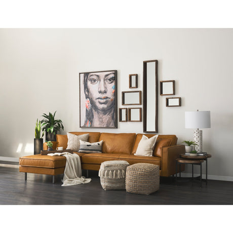 Binita Gray/Brown Hemp Wool and Cotton Pouf by Mercana at Eve Furniture