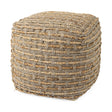 Binita Gray/Brown Hemp Wool and Cotton Pouf by Mercana at Eve Furniture