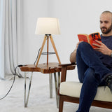Birch Three Legged Wooden Bar Table Lamp - Natural - Black by Ashcroft Furniture at Eve Furniture