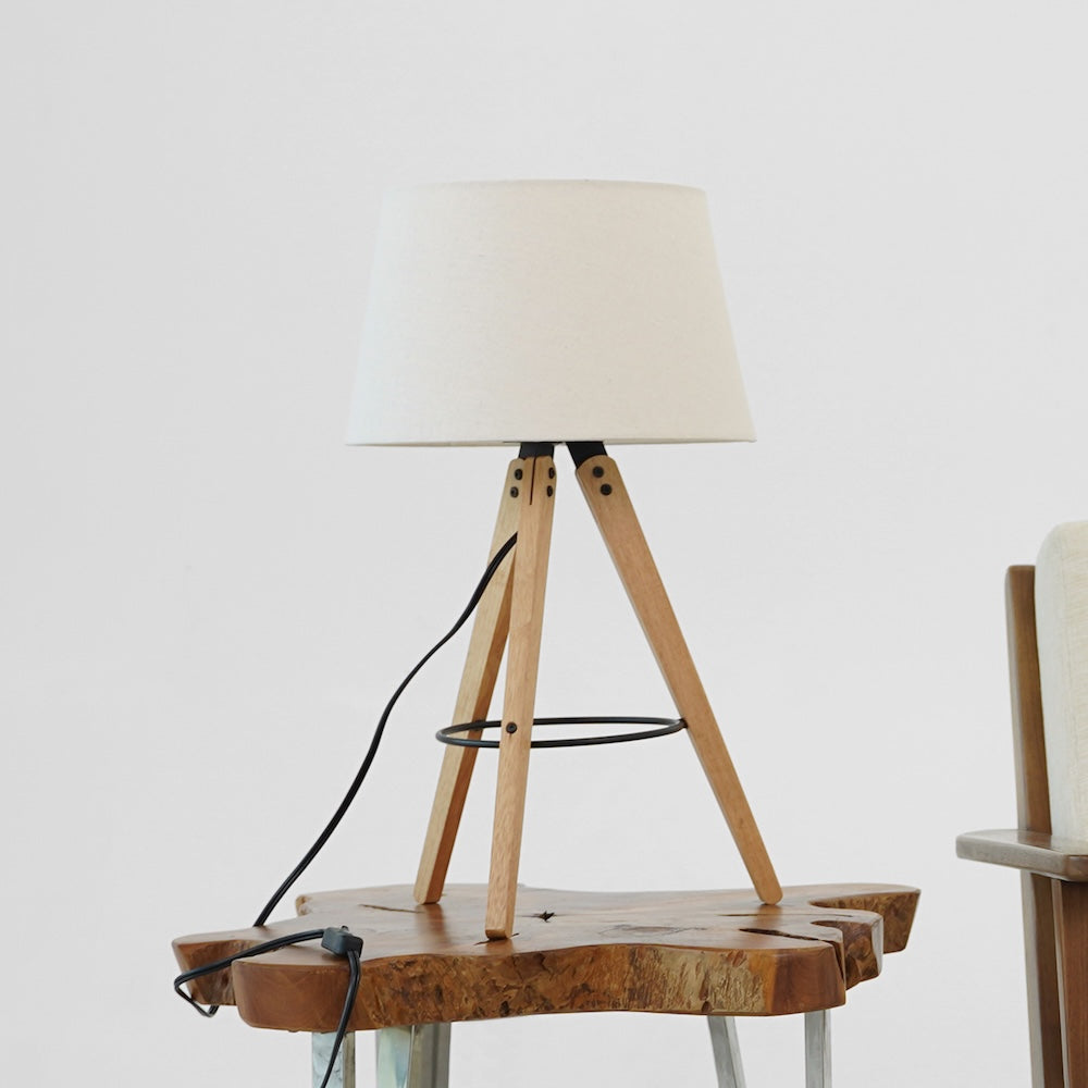 Birch Three Legged Wooden Bar Table Lamp - Natural - Black by Ashcroft Furniture at Eve Furniture