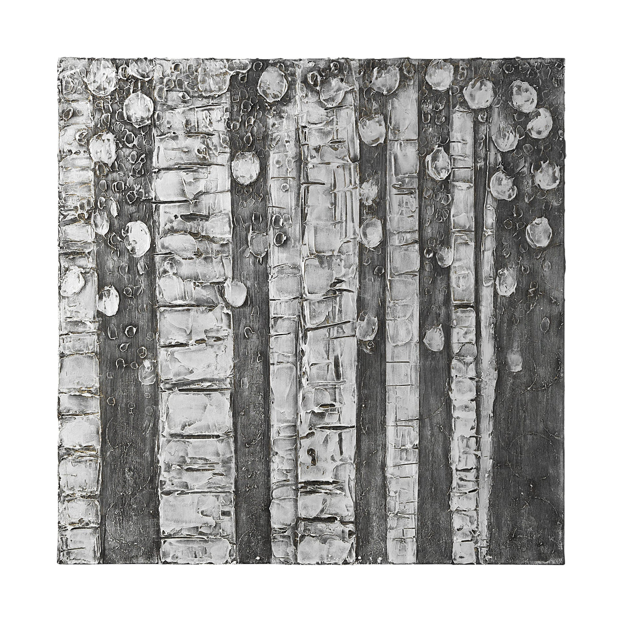 Birch Trees by Studio M a Hand Embellished Gallery-Wrapped Canvas Print by Mercana at Eve Furniture
