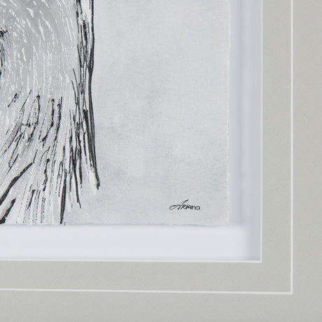 Bird Portrait Sketch I by Mercana Studio Hand Embellished Framed Art Print Matted under Glass by Mercana at Eve Furniture