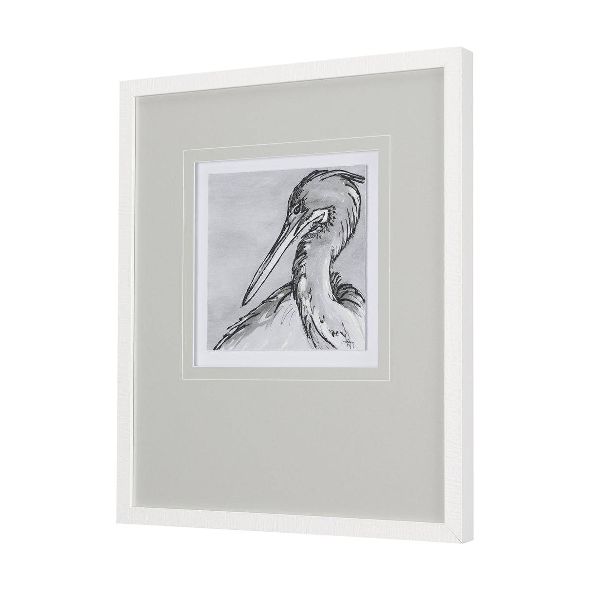 Bird Portrait Sketch IV by Mercana Studio Hand Embellished Framed Art Print Matted under Glass by Mercana at Eve Furniture
