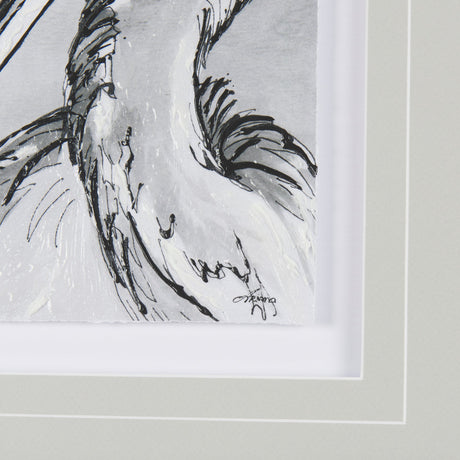 Bird Portrait Sketch IV by Mercana Studio Hand Embellished Framed Art Print Matted under Glass by Mercana at Eve Furniture