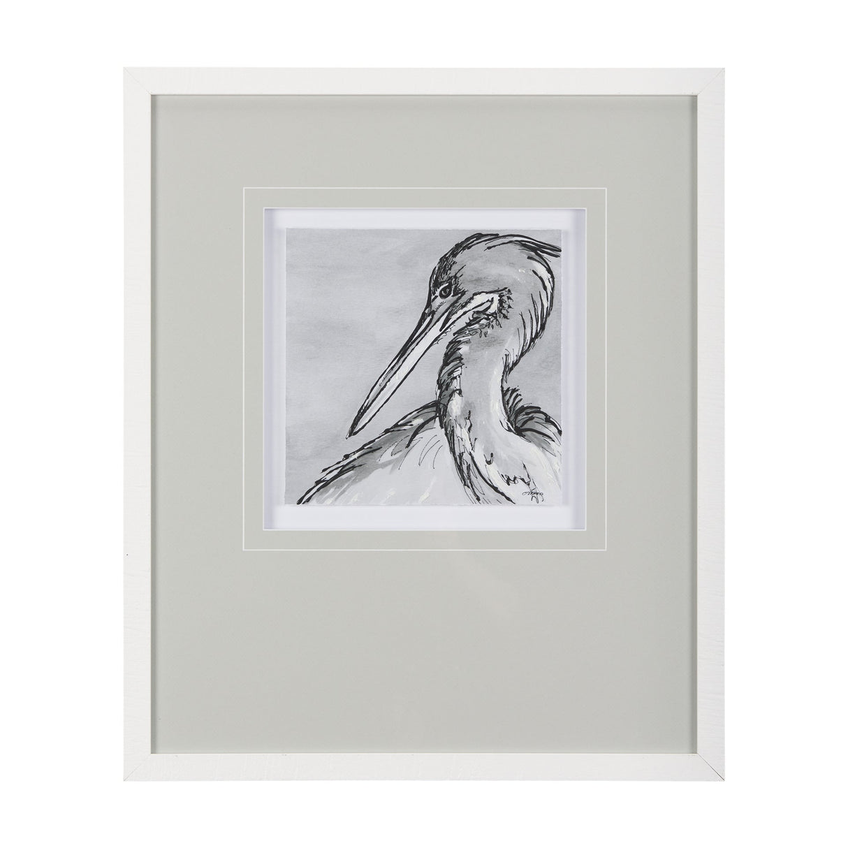 Bird Portrait Sketch IV by Mercana Studio Hand Embellished Framed Art Print Matted under Glass by Mercana at Eve Furniture