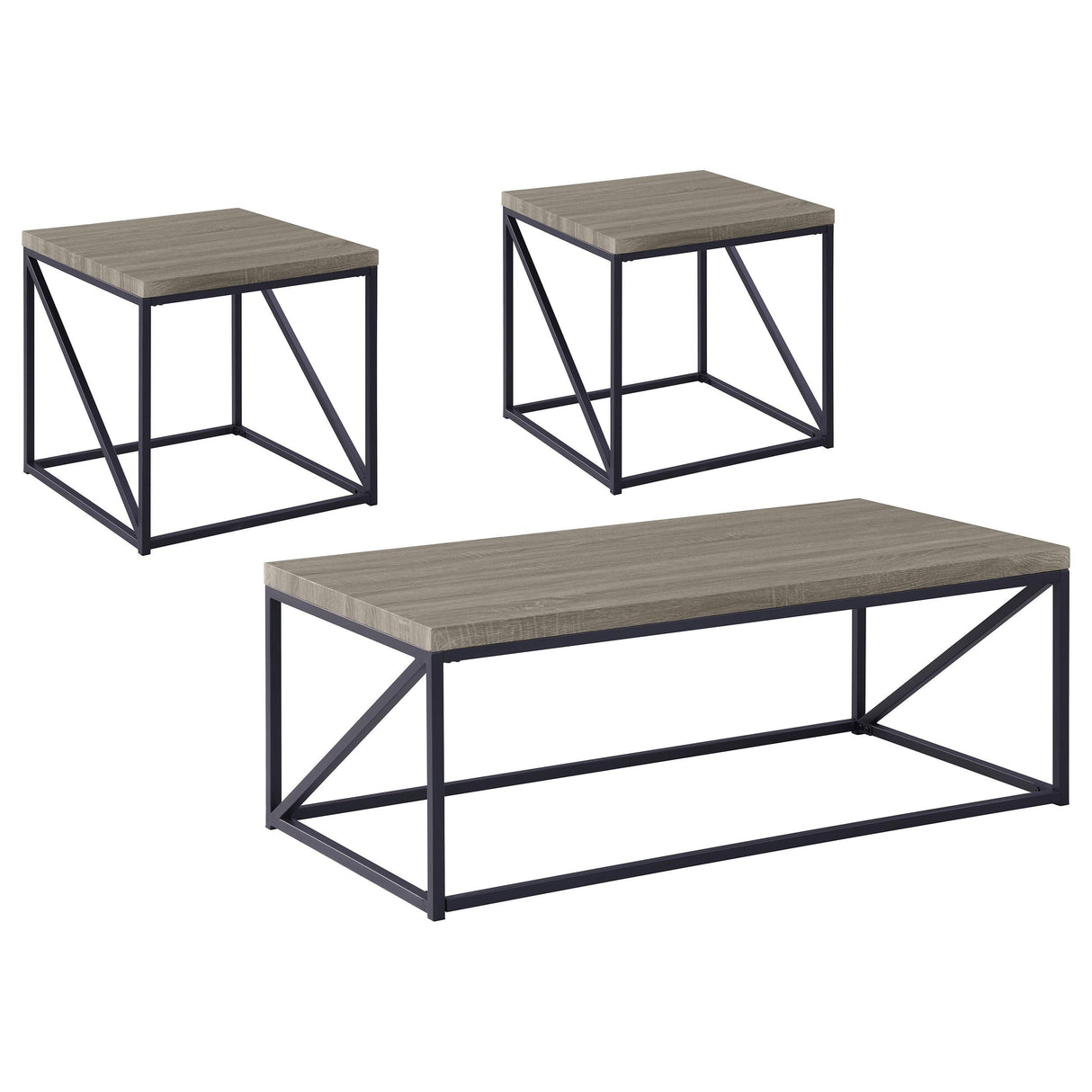 Birdie Sonoma Gray 3-Piece Coffee and End Table Set by Coaster at Eve Furniture