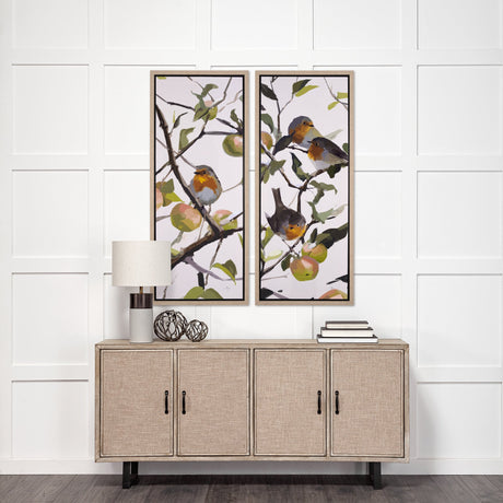 Birds & Apples II by Mercana Studio a Hand Embellished Textured Framed Canvas by Mercana at Eve Furniture