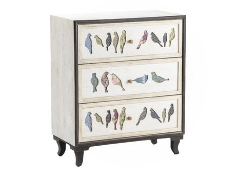 Birds On A Wire White/Brown Chest by Crestview at Eve Furniture