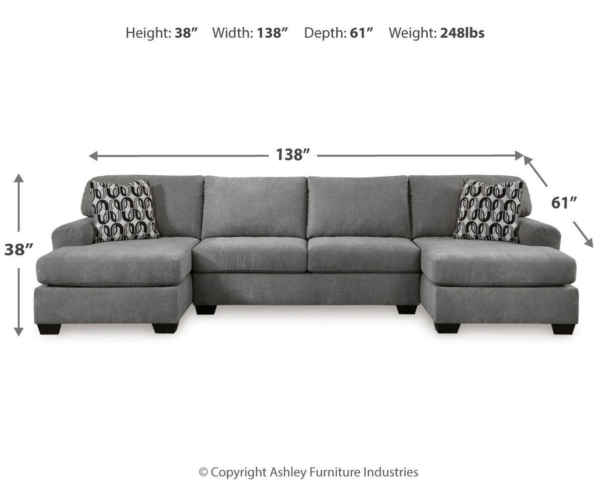 Birkdale Court Gray 3-Piece Double Chaise Sectional by Ashley at Eve Furniture