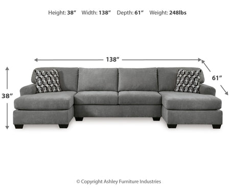 Birkdale Court Gray 3-Piece Double Chaise Sectional by Ashley at Eve Furniture
