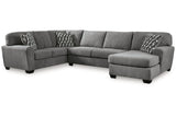 Birkdale Court Gray 3-Piece Right Arm Facing (RAF) Chaise Sectional by Ashley at Eve Furniture