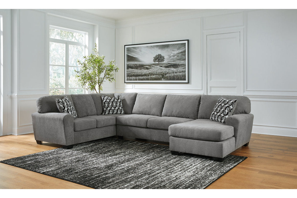 Birkdale Court Gray 3-Piece Right Arm Facing (RAF) Chaise Sectional by Ashley at Eve Furniture
