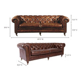 Birmingham Dark Brown Leather Sofa by Moe's Home at Eve Furniture