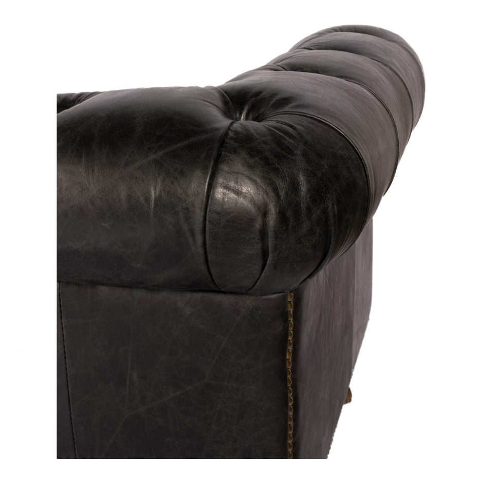 Birmingham Sofa Black Leather by Moe's Home at Eve Furniture