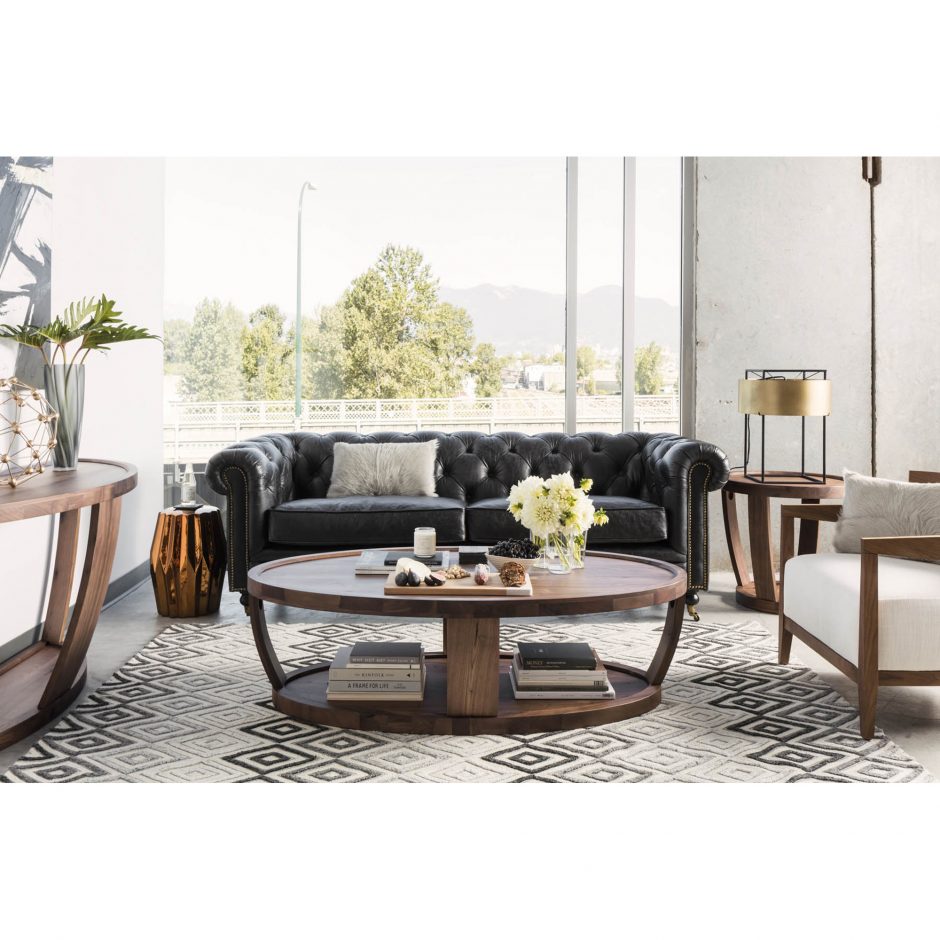 Birmingham Sofa Black Leather by Moe's Home at Eve Furniture