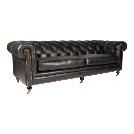 Birmingham Sofa Black Leather by Moe's Home at Eve Furniture