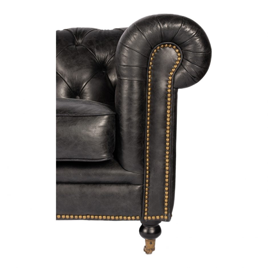 Birmingham Sofa Black Leather by Moe's Home at Eve Furniture
