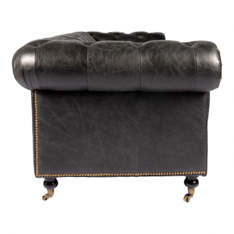 Birmingham Sofa Black Leather by Moe's Home at Eve Furniture