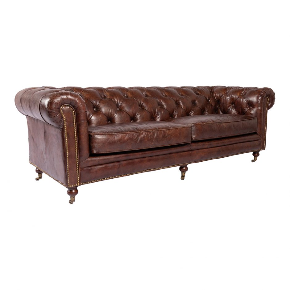 Birmingham Sofa Dark Brown Leather by Moe's Home at Eve Furniture