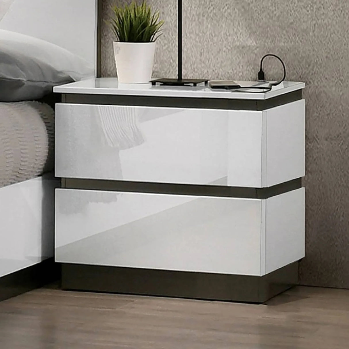 Birsfelden White/Metallic Gray 4-Piece Queen Bedroom Set by Furniture of America at Eve Furniture