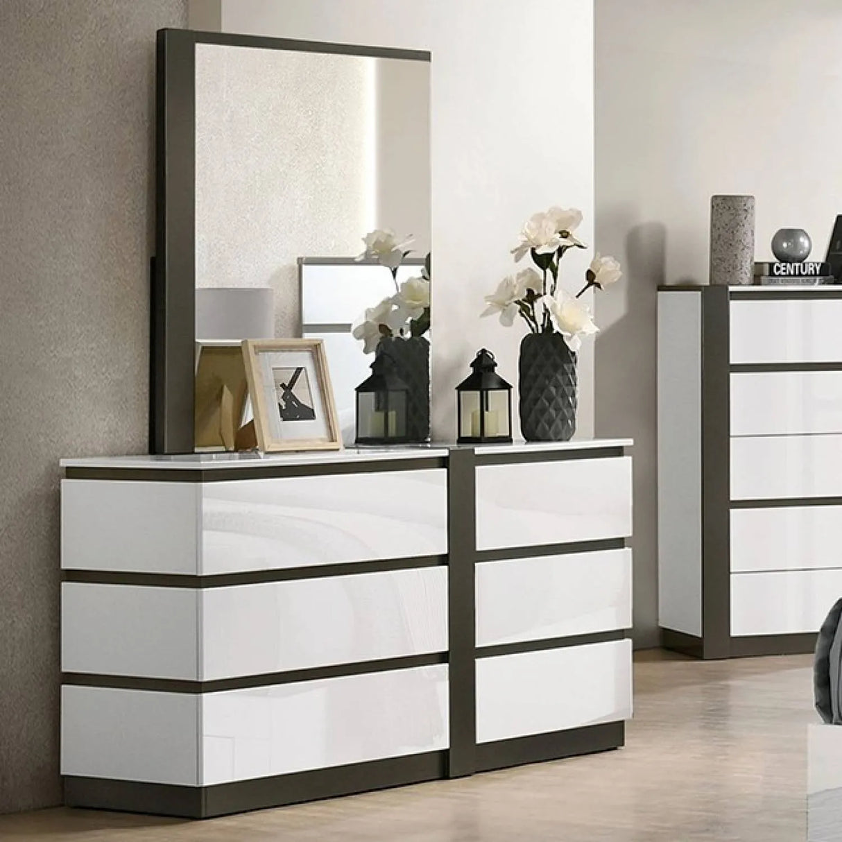 Birsfelden White/Metallic Gray 4-Piece Queen Bedroom Set by Furniture of America at Eve Furniture