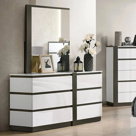 Birsfelden White/Metallic Gray 5-Piece Queen Bedroom Set by Furniture of America at Eve Furniture