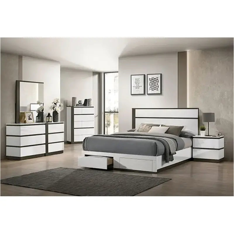 Birsfelden White/Metallic Gray 4-Piece Queen Bedroom Set by Furniture of America at Eve Furniture