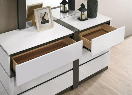 Birsfelden White/Metallic Gray Dresser by Furniture of America at Eve Furniture