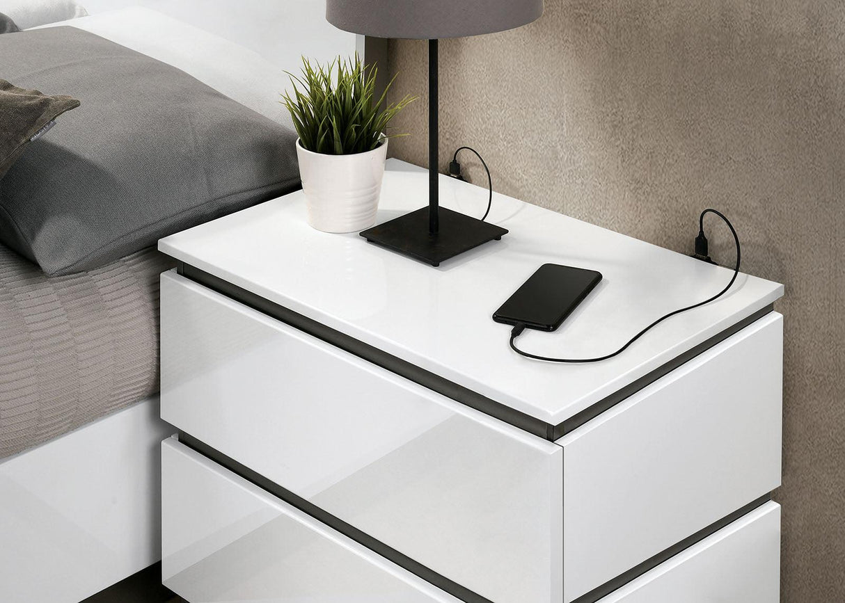 Birsfelden White/Metallic Gray Night Stand by Furniture of America at Eve Furniture