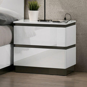 Birsfelden White/Metallic Gray Night Stand by Furniture of America at Eve Furniture