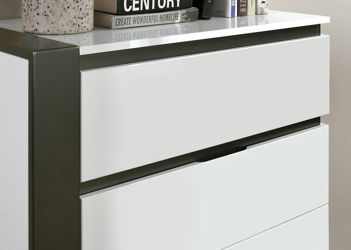 Birsfelden White/Metallic Gray Chest by Furniture of America at Eve Furniture